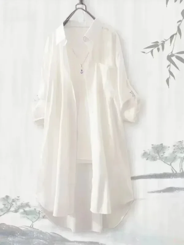 Plus Size Women Breathable Blouse Korean Shirt New Popular Loose Casual Fashion Simple Solid Female Long Sleeved Top Of Clothing - Image 4