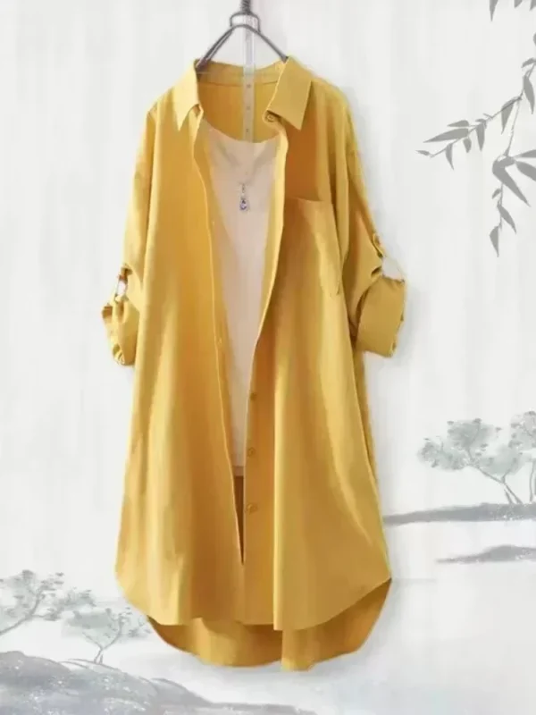 Plus Size Women Breathable Blouse Korean Shirt New Popular Loose Casual Fashion Simple Solid Female Long Sleeved Top Of Clothing - Image 5