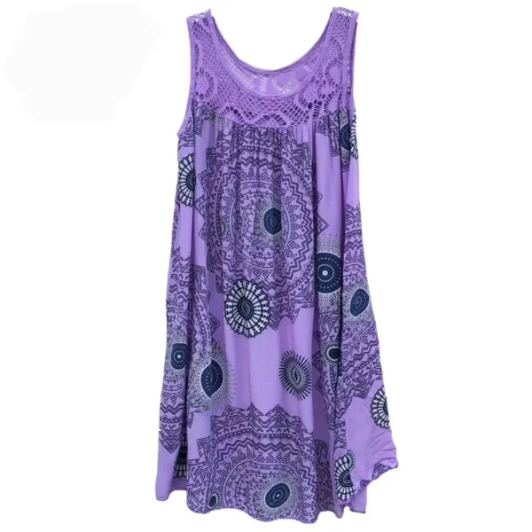 Women's clothing summer sleeveless camisole dress lace print sleeveless large swing loose sexy dress long skirt plus size - Image 2