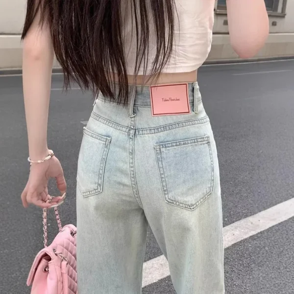 High Waist Wide Leg Jeans Women's Summer Versatile Thin New Loose Slimming Drapey Narrow Straight Cut Pants - Image 4