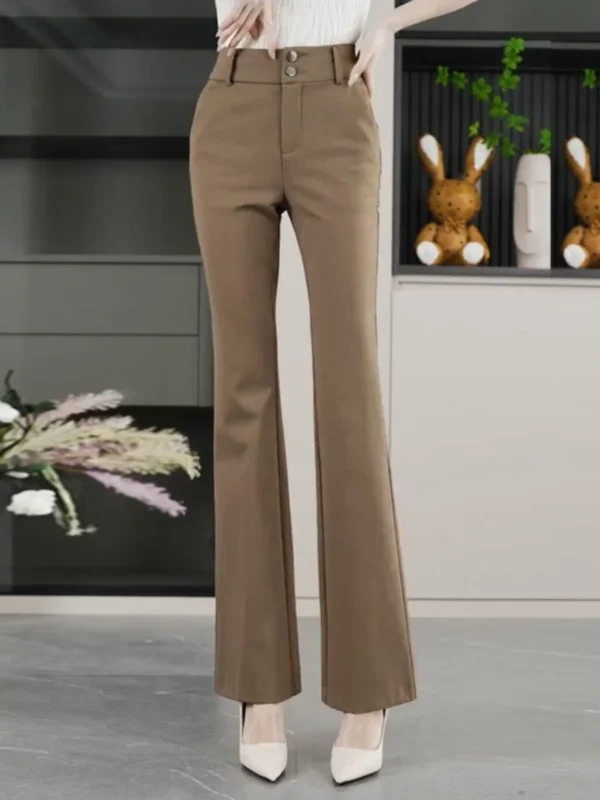 High Waist Elastic Waist Women's Suit Pants Flared Legs Casual Long Trousers Slimming Effect Spring Autumn New Sle - Image 3