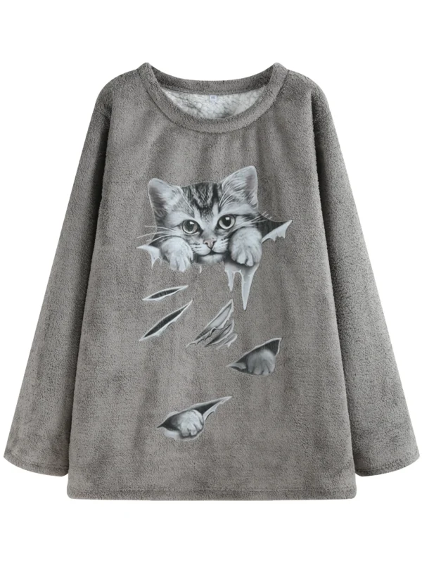 Women Plus size woven spring and autumn sweatshirt