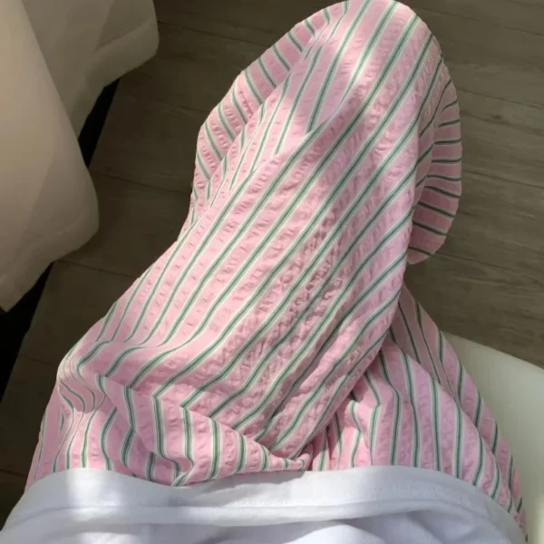Korean Casual Striped Drawstring Straight Pant Y2k Women Loose Holiday Pants Perppy Sweet Pink High Waist Office Trousers
