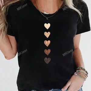 Plus Size Fashion Must Have Tee With Gradient Heart Prints For Stylish Curves