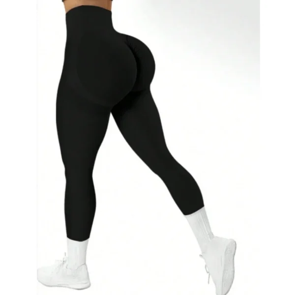 Women's tight yoga seamless pants, solid color multi-color optional, high waist belly-closing exercise running Capri yoga pants, - Image 4