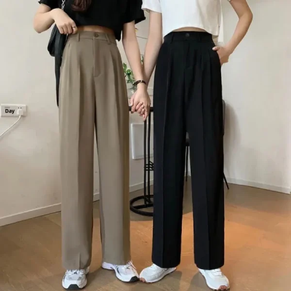 High Waist Loose Wide Leg Pants Women's Summer Korean Style Suit Pants Slimming Large Size Floor-Length Casual Trousers - Image 3