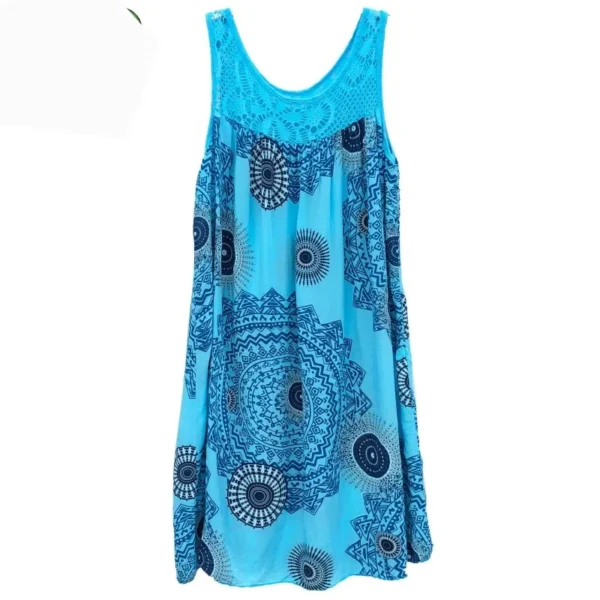 Women's clothing summer sleeveless camisole dress lace print sleeveless large swing loose sexy dress long skirt plus size - Image 3
