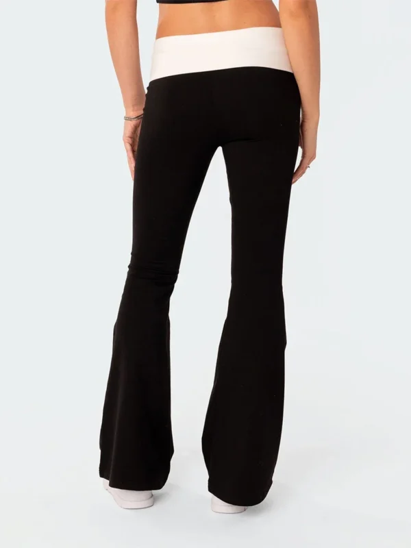 Women Fashion Flared Pants Casual Contrast Color Creativity Elastic Waist Bell Bottoms Bootcut Trousers Y2K 2024 New Streetwear - Image 4