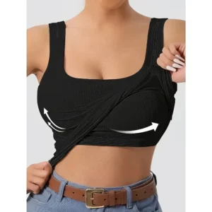 Plus Size XL-5XL New best-selling women's sports vest with suspender top and bottom vest for comfortable solid color home wear