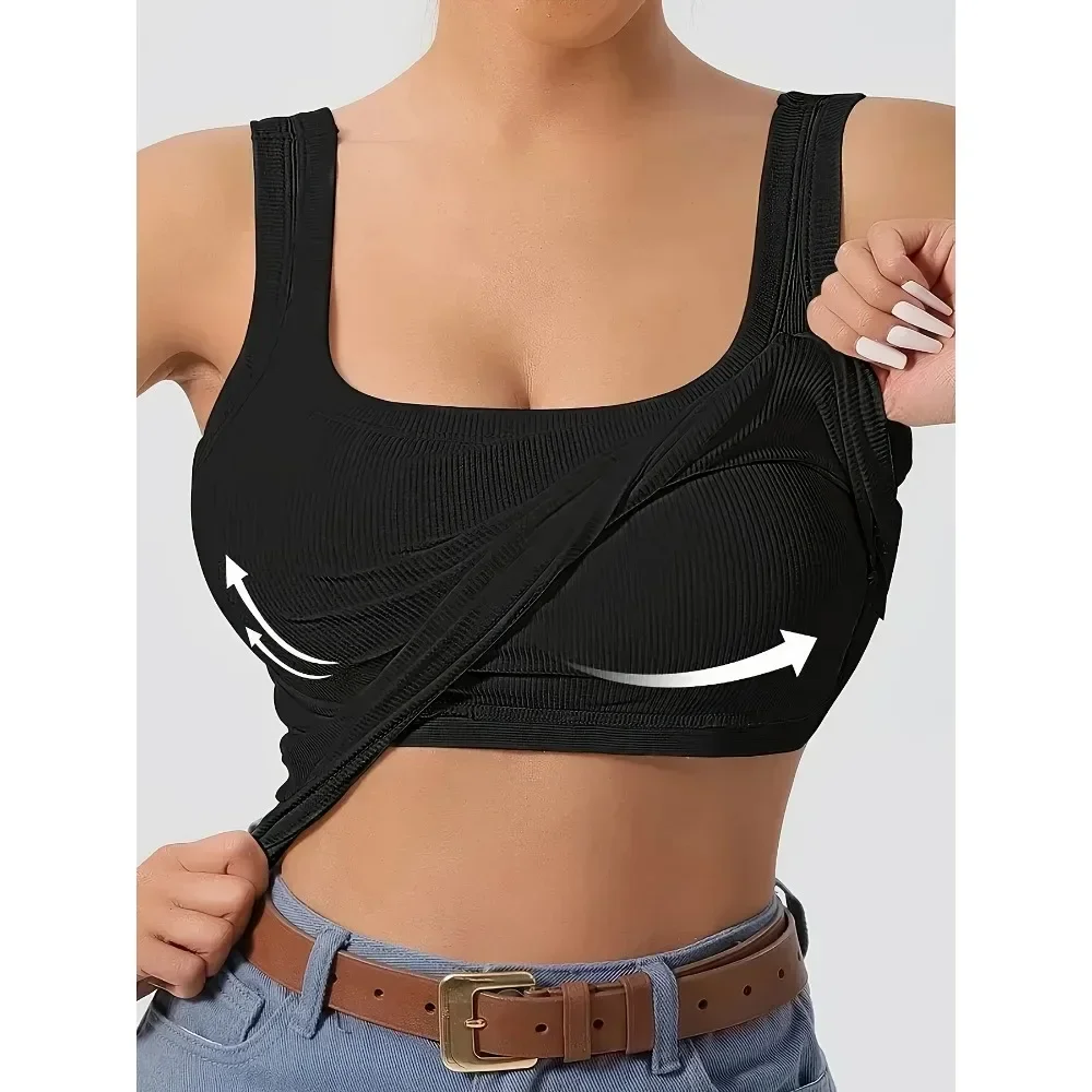 Plus Size XL-5XL New best-selling women's sports vest with suspender top and bottom vest for comfortable solid color home wear