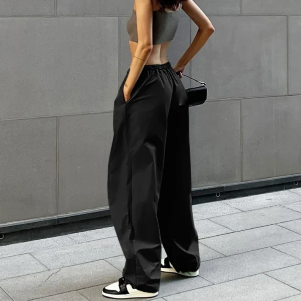 Y2k Cargo Women Drawstring Pants Low Waist Sweatpant Streetwear Vintage Baggy Wide Leg Trousers Oversized Parachute Jogger Pants - Image 2