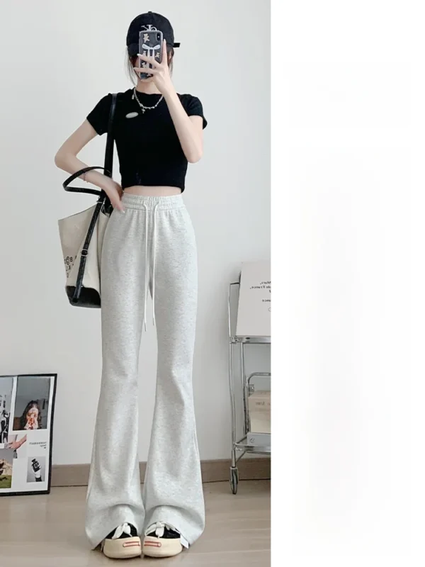 ay High Waist Bell Bot Pants Women's Summer 2025 New Casual Sports Sweatpants Small Size Slimming Hoof Pants - Image 5