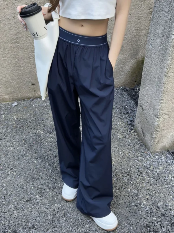 Navy Blue Sweatpants Women Elastic Waist Loose Sports Fitness Casual Pants Breathable Quick Drying Black Yoga Pants Women