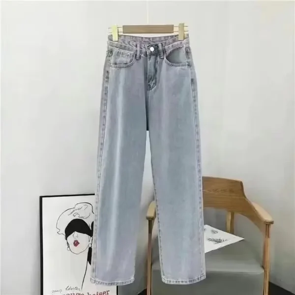 High Waist Dad Jeans Women's Summer New Sle Korean Loose Slimming Wide Leg Long Pants Thin Denim Fabric Autumn Season - Image 3