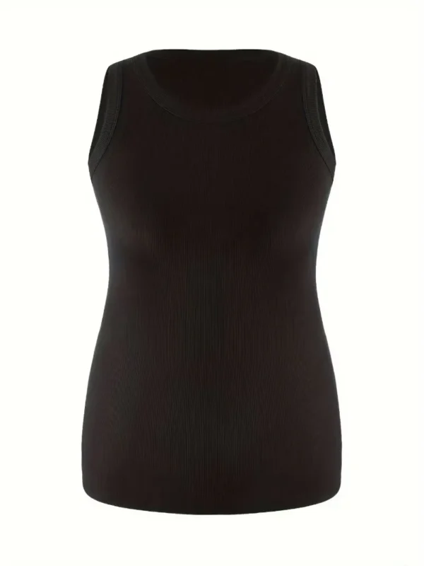 Plus Size 1XL-5XL Women's Ribbed Thick Strap Low Cut Tight Slim Fitted Sporty Workout Tank Tops - Image 3