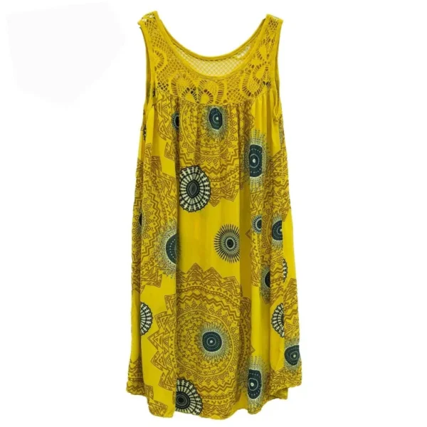 Women's clothing summer sleeveless camisole dress lace print sleeveless large swing loose sexy dress long skirt plus size - Image 5