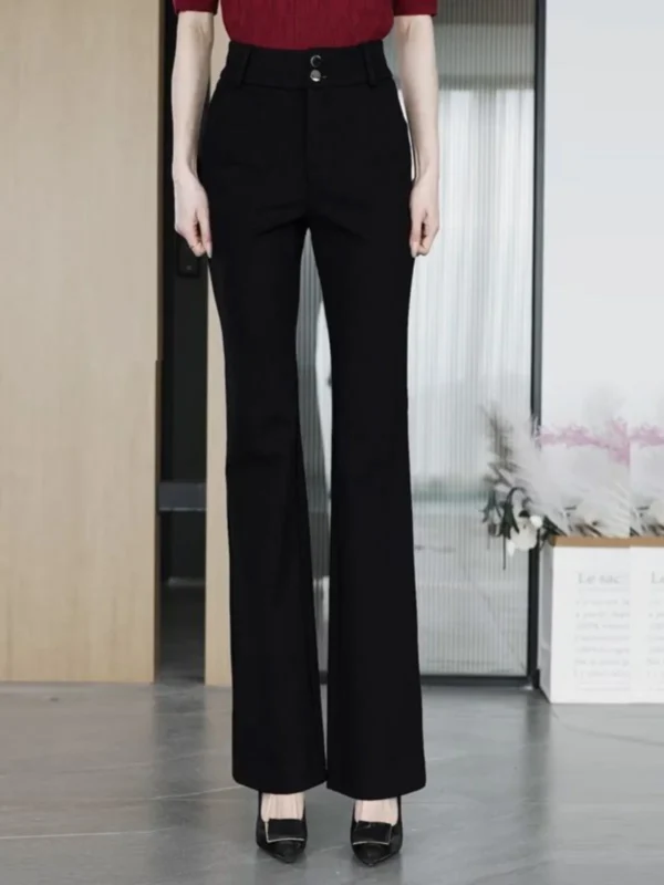 High Waist Elastic Waist Women's Suit Pants Flared Legs Casual Long Trousers Slimming Effect Spring Autumn New Sle - Image 4