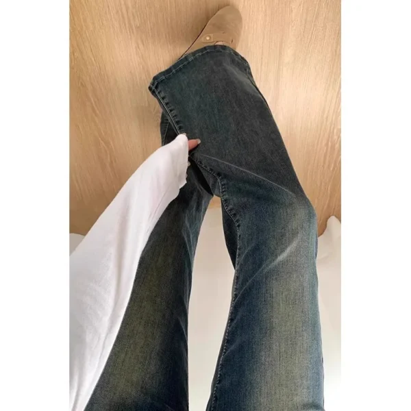 Spring 2025 Women's Retro Micro Flare Jeans High Waist Cotton Stretch Denim Ro ey Elastic Slimming Hoof Pants - Image 3