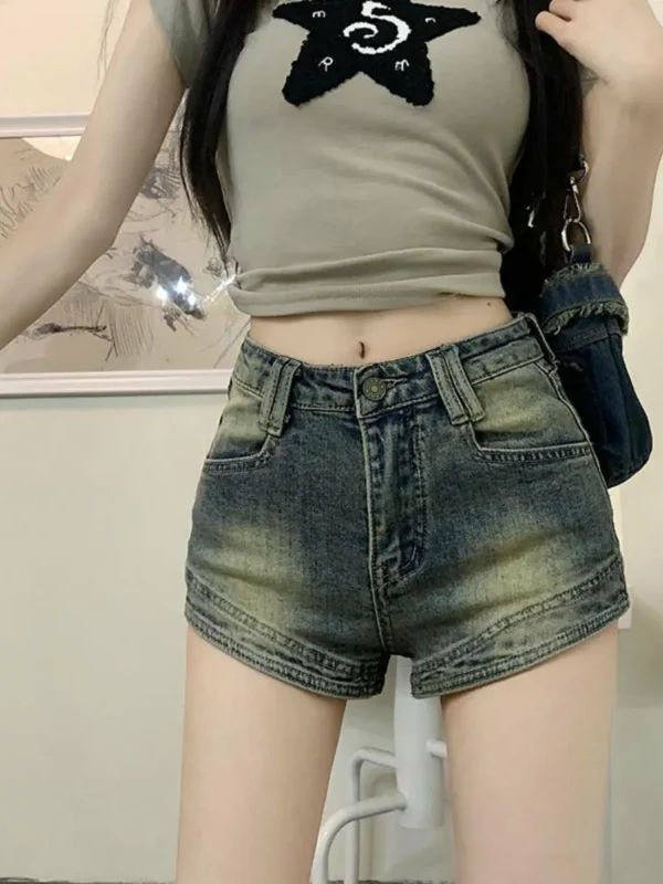 High Waist Slim Fit Denim orts Women Summer Outwear Vintage Straight Leg Base Layer Tight Hing Hot Pants