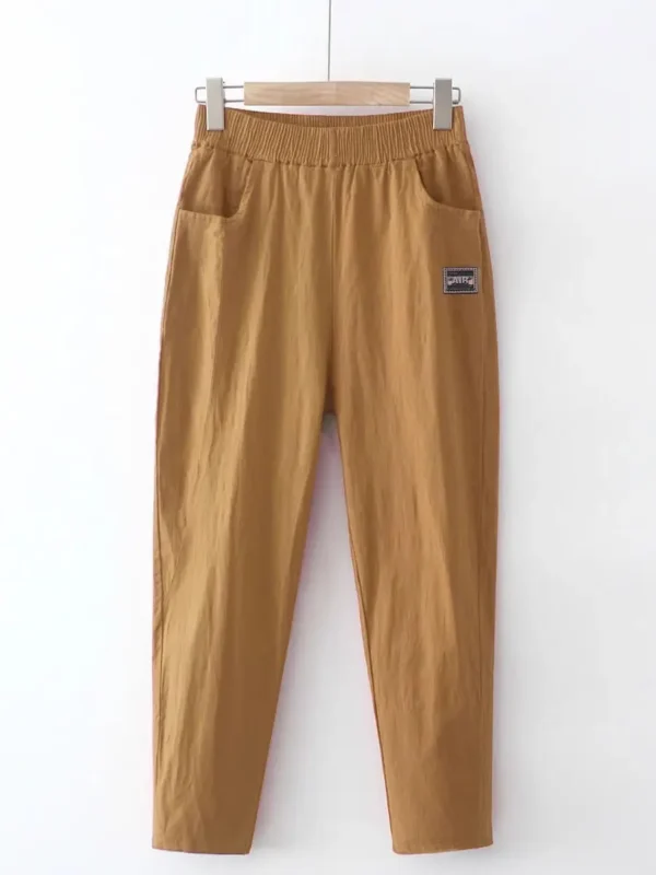 Summer Casual Cotton Linen Loose Harem Pants High Waist Nine Points Mom Jeans Elastic Waist New Sle 2025 Korean Sle Women... - Image 3