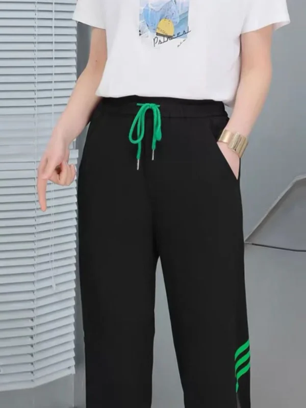 Ice Silk Qui Dry Summer Thin Me Harlan Pants Women's Spor Slimming High Waist Nine Point Casual Pants Korean Sle - Image 3