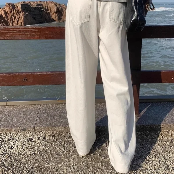 「MD」Loose White Wide Leg Jeans Women Drape High Waist Straight Wide Leg Pants Mopping Pants - Image 3