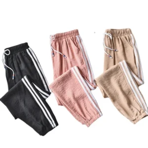Korean Sle Summer OL Thin Loose Slimming Casual Sports Pants Women's Wide Leg Pants l Waist Nine Points Length Polyes...