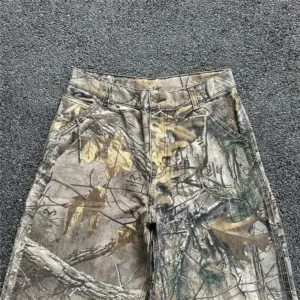 Waed Denim Camouflage Pants American Sle Branches Wide Leg Loose Straight Cut Jeans Low Waist Long Trousers for Women