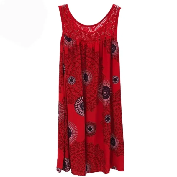 Women's clothing summer sleeveless camisole dress lace print sleeveless large swing loose sexy dress long skirt plus size - Image 4