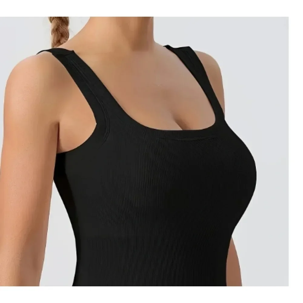 Plus Size XL-5XL New best-selling women's sports vest with suspender top and bottom vest for comfortable solid color home wear - Image 2