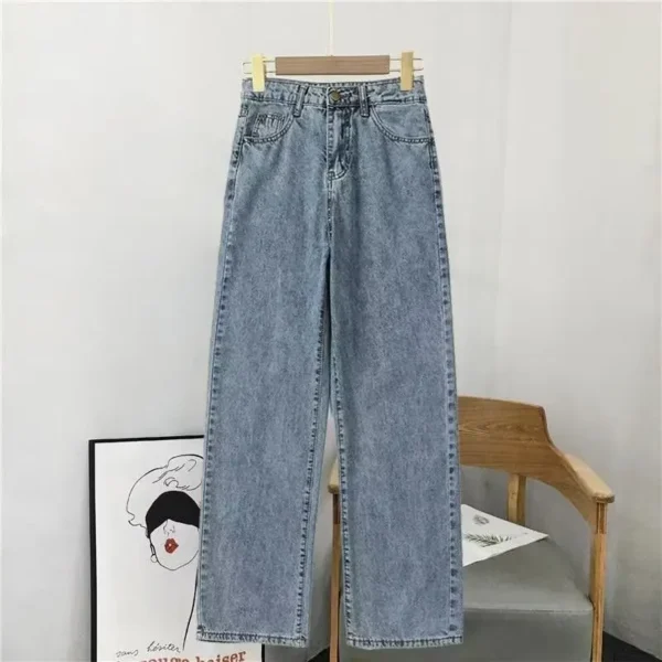 High Waist Dad Jeans Women's Summer New Sle Korean Loose Slimming Wide Leg Long Pants Thin Denim Fabric Autumn Season - Image 2