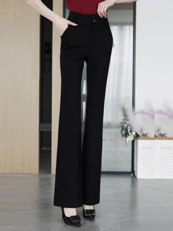 High Waist Elastic Waist Women's Suit Pants Flared Legs Casual Long Trousers Slimming Effect Spring Autumn New Sle
