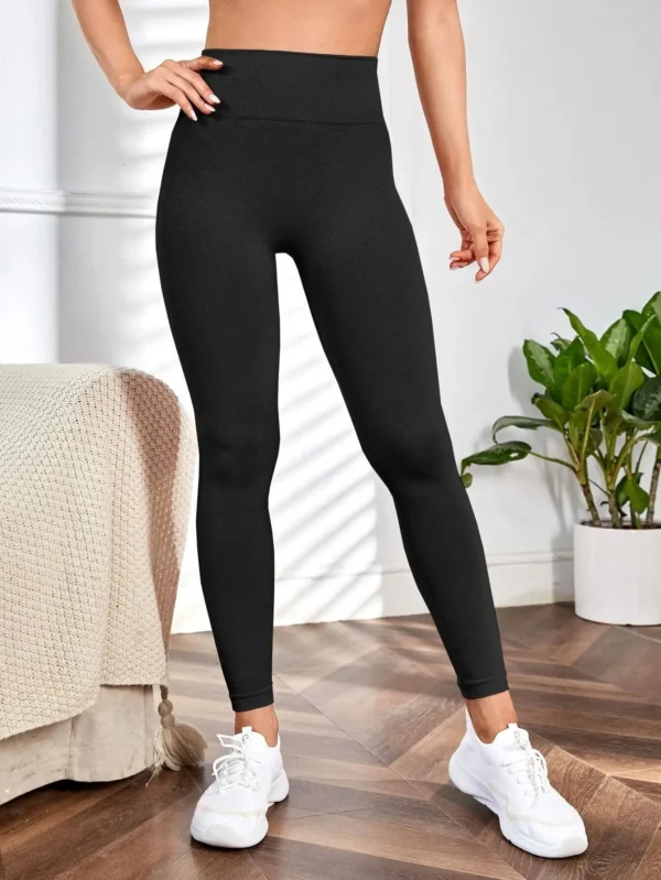 Women's tight yoga seamless pants, solid color multi-color optional, high waist belly-closing exercise running Capri yoga pants, - Image 3