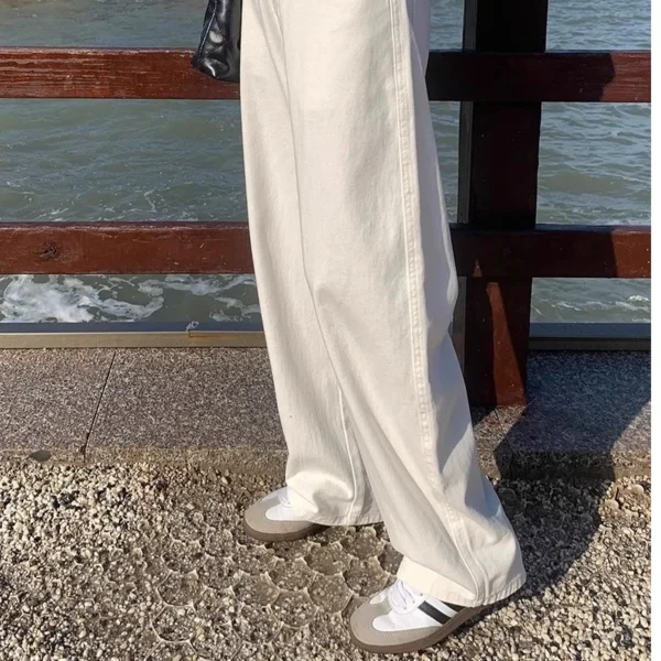 「MD」Loose White Wide Leg Jeans Women Drape High Waist Straight Wide Leg Pants Mopping Pants - Image 4