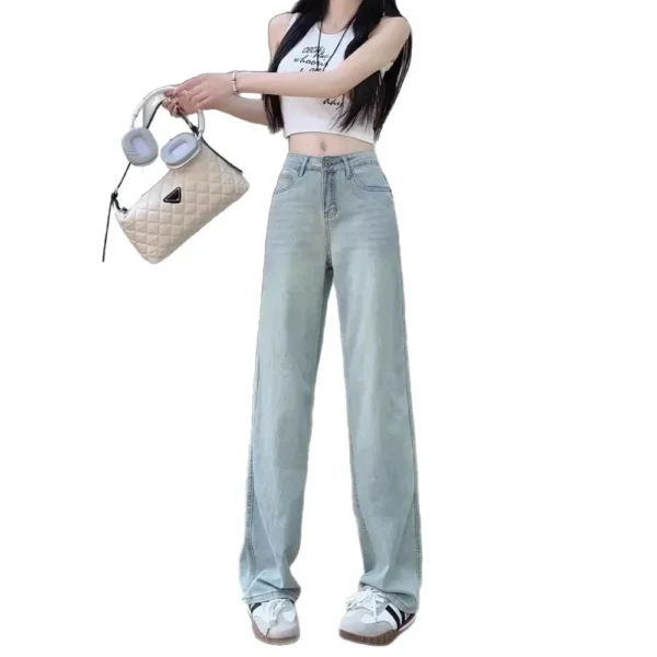 High Waist Wide Leg Jeans Women's Summer Versatile Thin New Loose Slimming Drapey Narrow Straight Cut Pants - Image 5