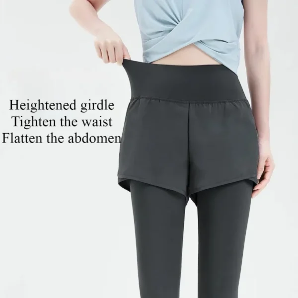 Women Yoga Pants Sportswear Woman Gym Yoga Wear Training Pants Leggings Elastic Quick-drying High Waisted Fake Two Pieces - Image 5