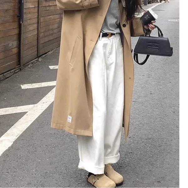 「MD」Loose White Wide Leg Jeans Women Drape High Waist Straight Wide Leg Pants Mopping Pants - Image 5