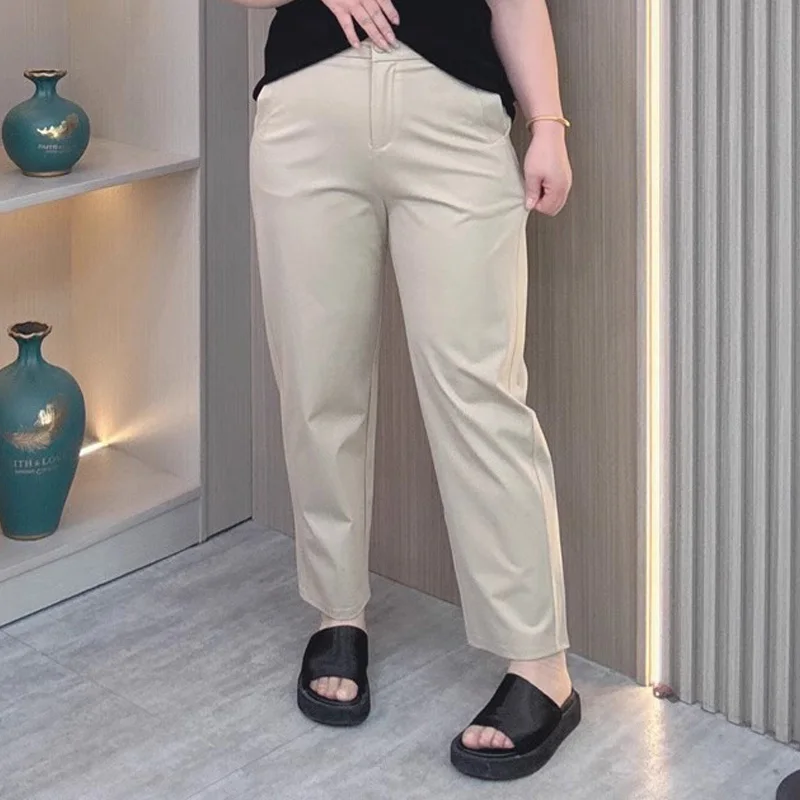 Plus Size Women's Stretch Ankle-Length Pants Spring & Summer Lightweight Casual Office Trousers For Curvy Girls - Image 2