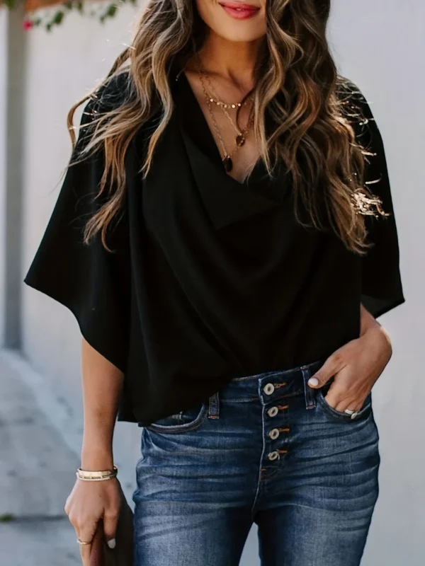 Women Plus Size Woven Spring And Autumn T-shirt - Image 3