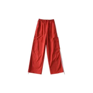 American Sle High Waist Loose Wide Leg Pants Street Sle Straight Cut Elastic Waist Dstring Casual Trousers for Women