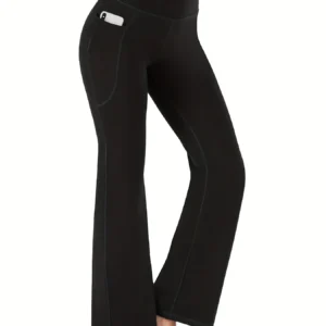 Women's Flared Pants with Pockets, Flared Leg Yoga Pants High Waist Fitness Casual Tummy Tuck Pants