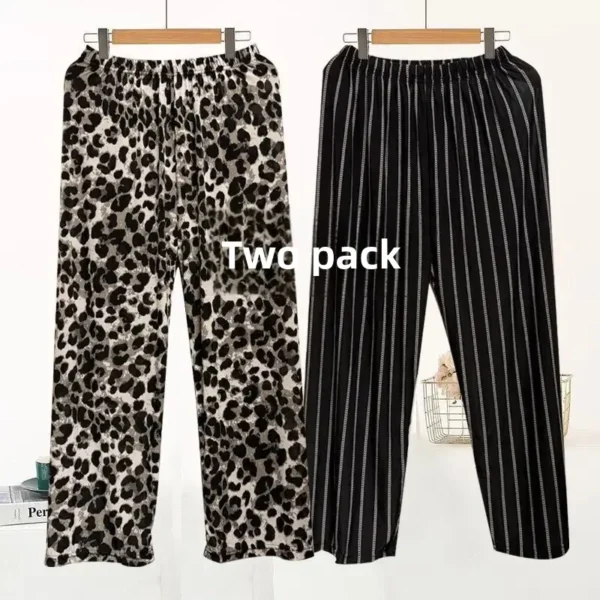 Ice Silk Thin Casual Mom Pants Autumn Winter Nine Points Long Trousers for Middle Aged And Elderly Women Comfortable Loose Fit - Image 2