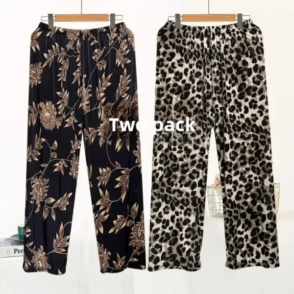 Ice Silk Thin Casual Mom Pants Autumn Winter Nine Points Long Trousers for Middle Aged And Elderly Women Comfortable Loose Fit - Image 3