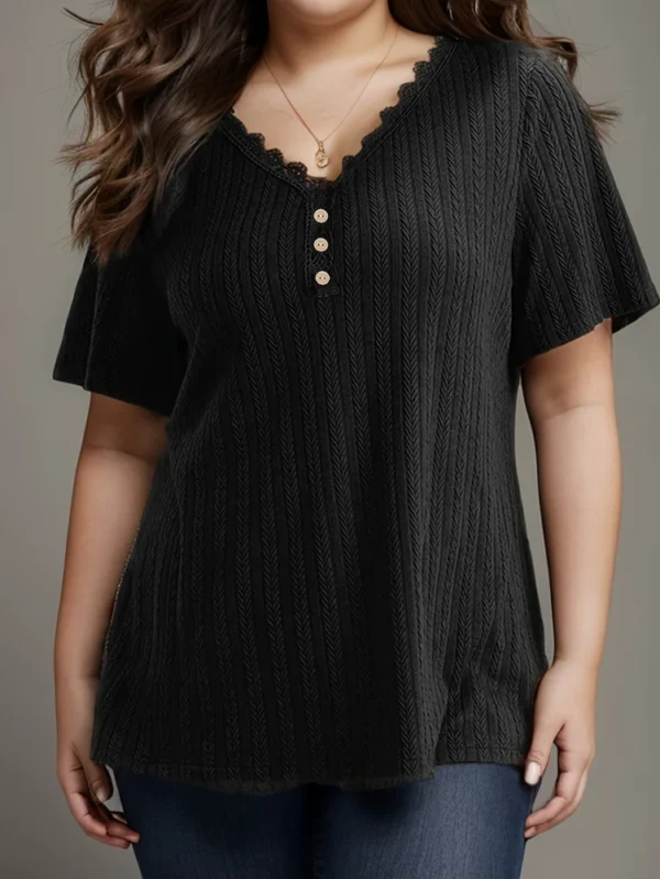 Plus Size 2025 Spring Summer New Women's V-Neck Pure Colour Polyester Fabric Commuter Loose Casual Summer Best Choice