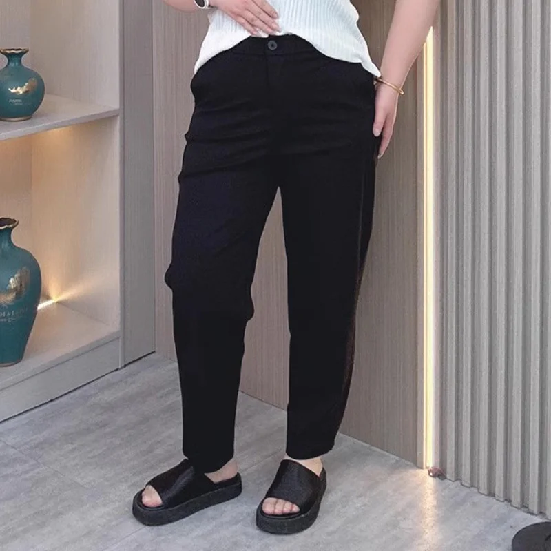 Plus Size Women's Stretch Ankle-Length Pants Spring & Summer Lightweight Casual Office Trousers For Curvy Girls - Image 4