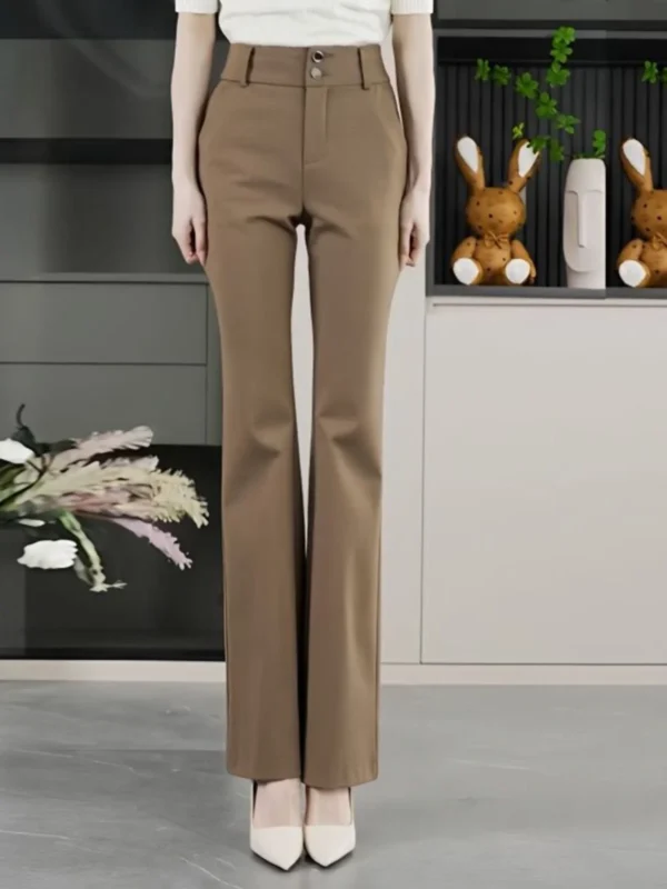 High Waist Elastic Waist Women's Suit Pants Flared Legs Casual Long Trousers Slimming Effect Spring Autumn New Sle - Image 5