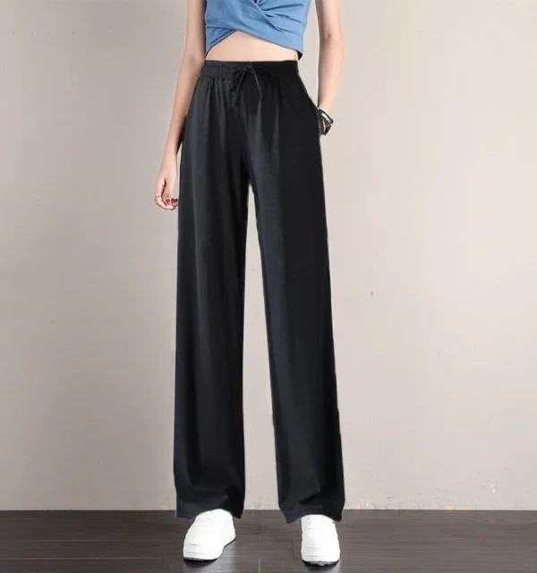 Special Offer plus Size Ice Silk Wide Leg Pants Women Summer Thin High Waist Drapey Loose Straight Casual Trousers - Image 4