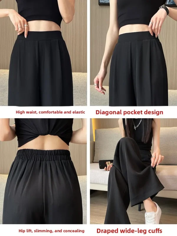 High Waist Wide Leg Pants Women's Loose Casual Straight Cut Slimming Concealing Long Trousers Korean Sle Commute Faion - Image 4
