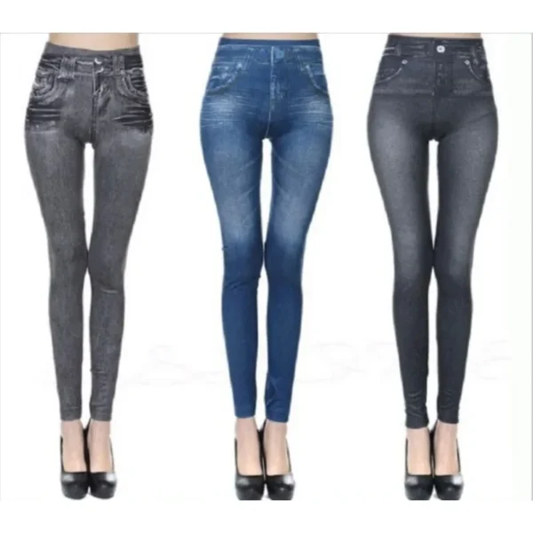 Women's Seamless Denim-Look Leggings Fitness Leggings High Elastic Butt Liftting Yoga Pants High Waist Gym Trainning Print Tight - Image 4