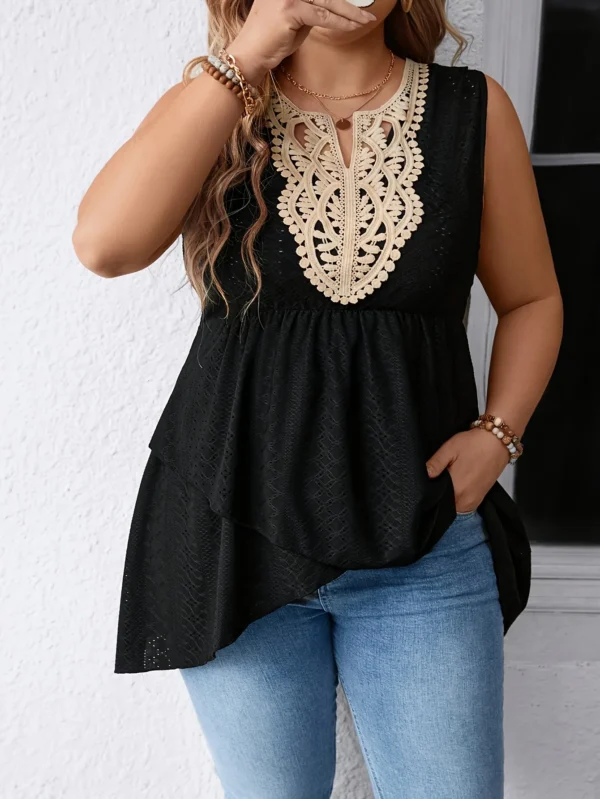 New European and American women's embroidered lace trim V-neck sleeveless vest top